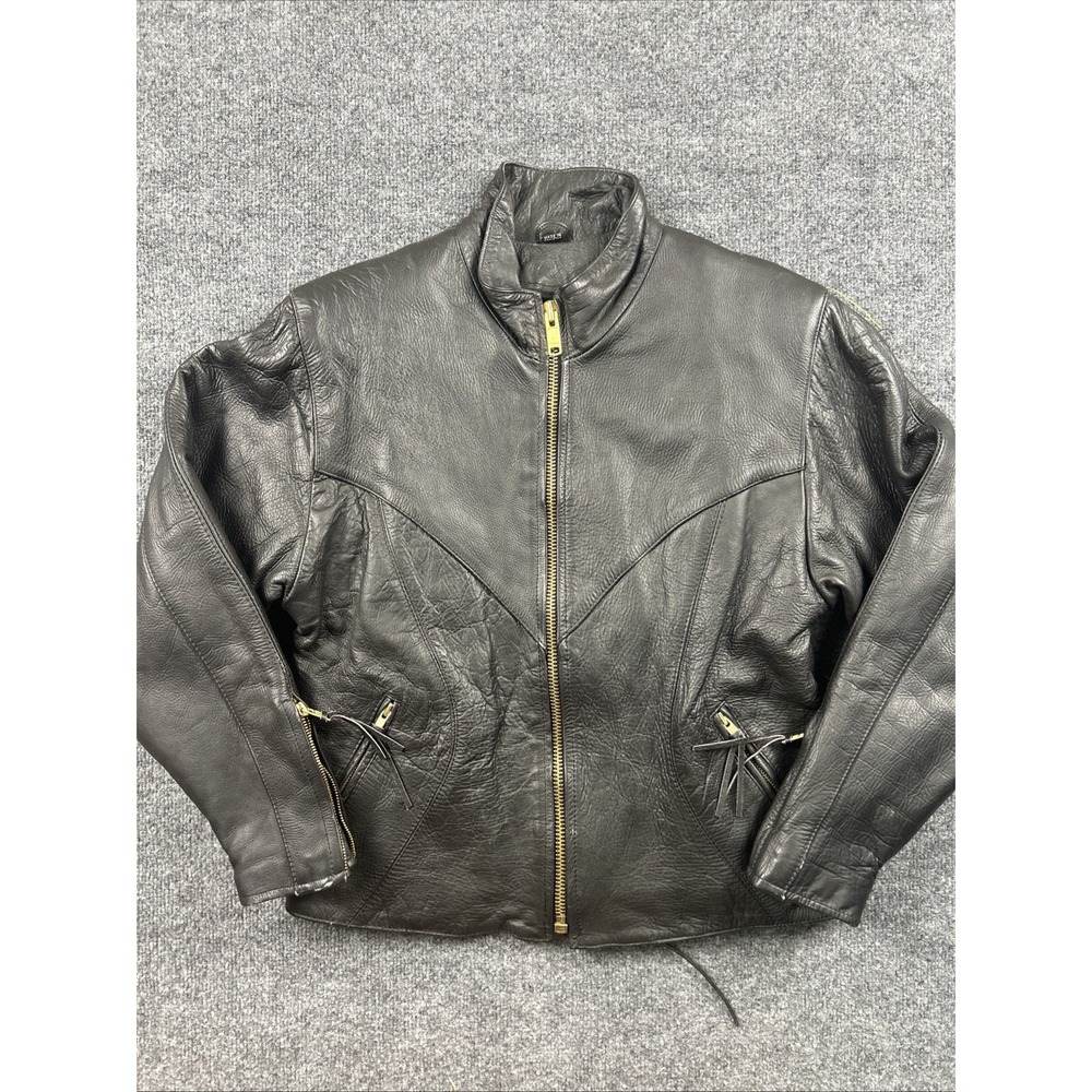 Unik New Beautiful Lined Black Leather Biker Jacket M Motorcycle Thinsulate